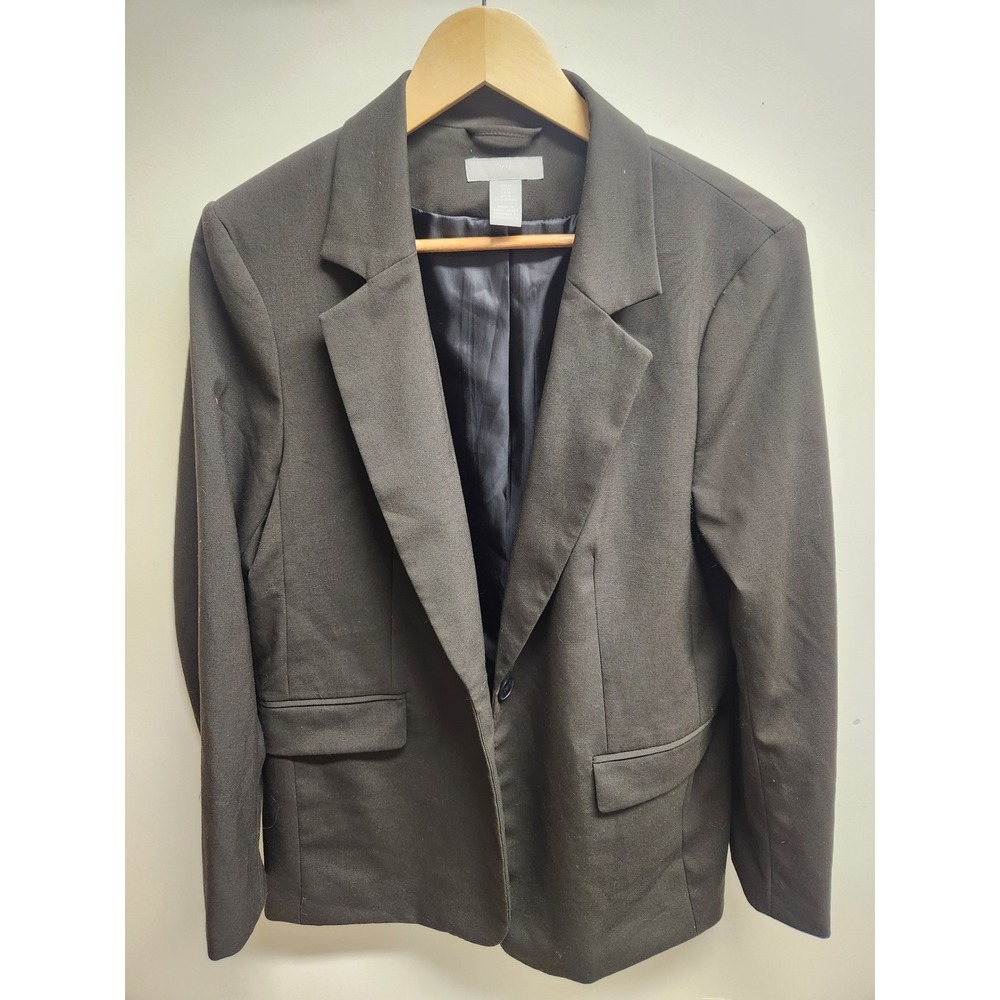 H&M Women's green Blazer‎ Jacket Size Medium Long Sleeve Single Button